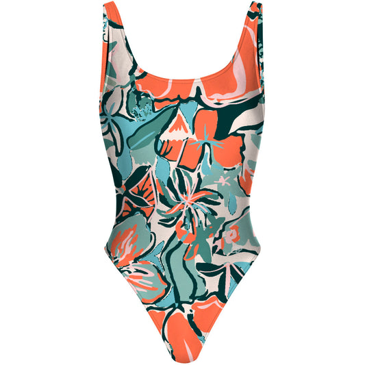 Pink Flora - High Hip One Piece Swimsuit