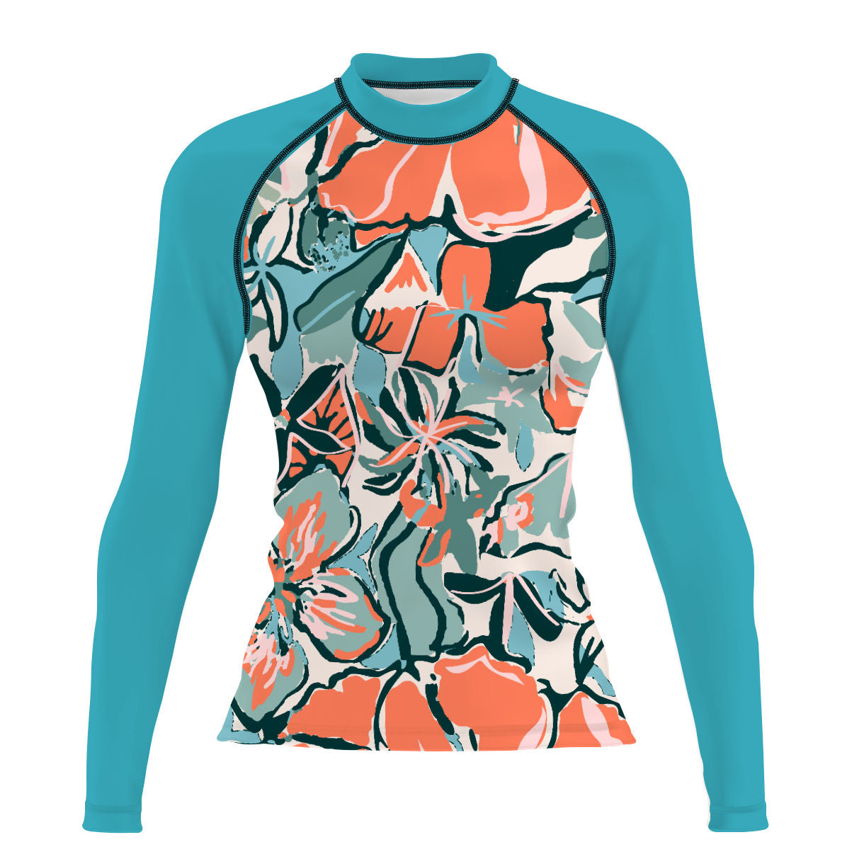 Pink Flora - Women's Surf UPF50+ Long Sleeve Rash Guard