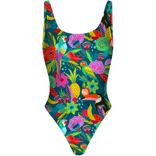 Vibrant Toucan - High Hip One Piece Swimsuit