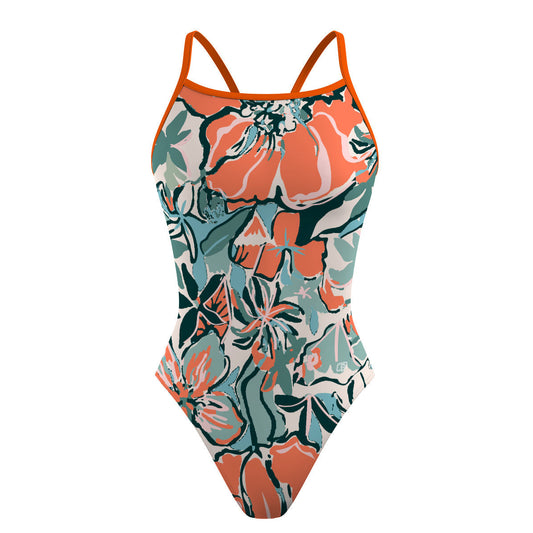 Pink Flora - Sunback Tank Swimsuit