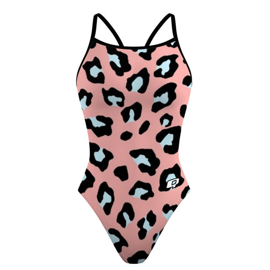 Peachy Leopard - Skinny Strap Swimsuit