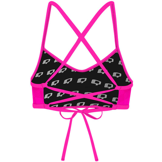 Hot Pink Plaid - Tieback Bikini Top