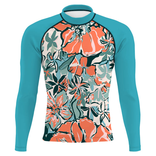 Pink Flora - Men's Surf UPF50+ Long Sleeve Rash Guard