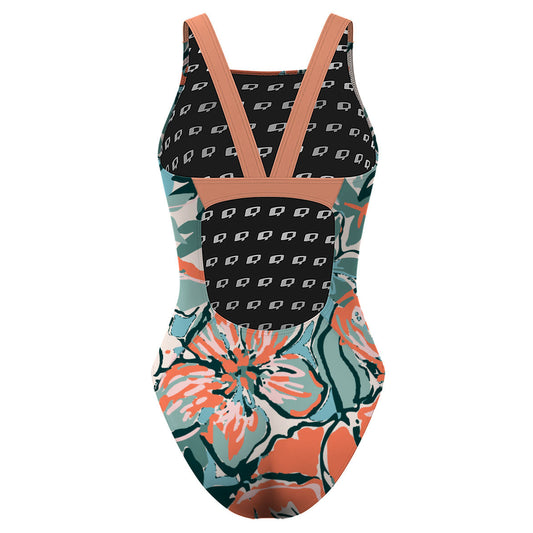 Pink Flora - Classic Strap Swimsuit