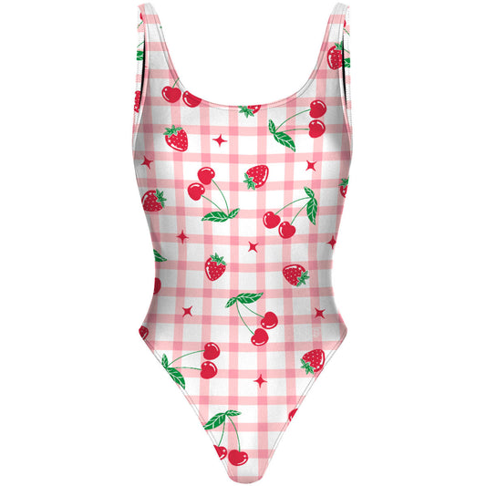 Berry Cherry - High Hip One Piece Swimsuit