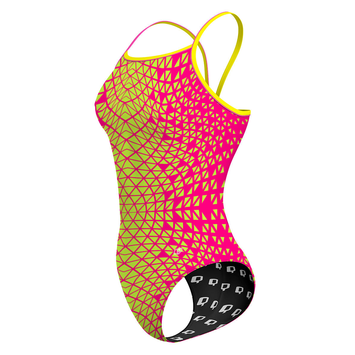 Pink/ Lime Green Geometry - Sunback Tank Swimsuit