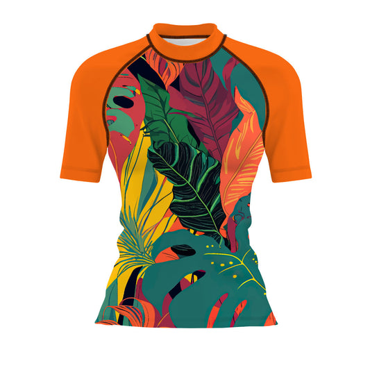 Monsteras Dream - Women's Surf UPF50+ Short Sleeve Rash Guard