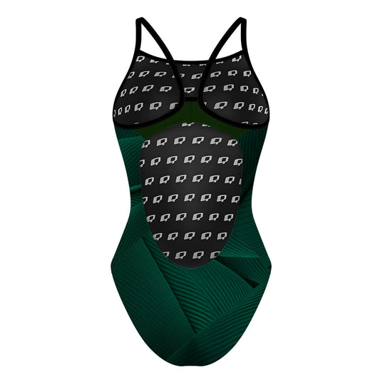 Green Feathers - Skinny Strap Swimsuit