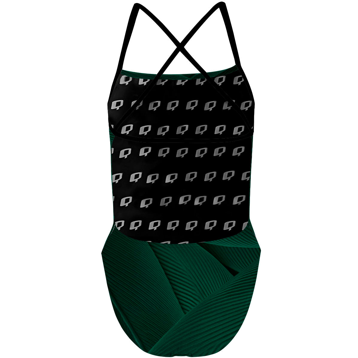 Green Feathers - "X" Back Swimsuit