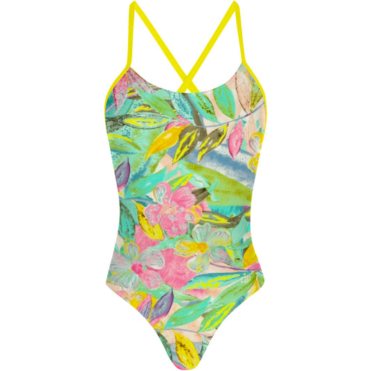 Pastel Flowers - Tieback One Piece Swimsuit