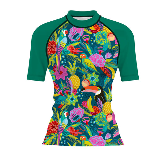Vibrant Toucan - Women's Surf UPF50+ Short Sleeve Rash Guard