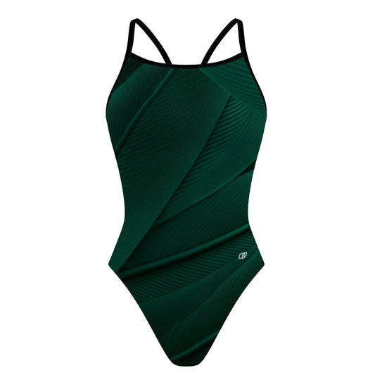 Green Feathers - Skinny Strap Swimsuit
