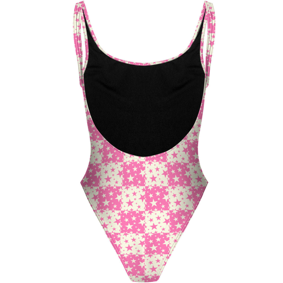 Pink Plaid Stars - High Hip One Piece Swimsuit