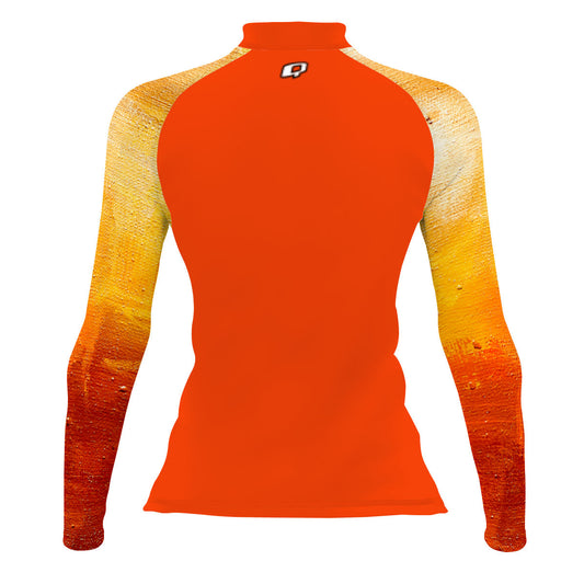 Yellow Brush Strokes - Women's Surf UPF50+ Long Sleeve Rash Guard