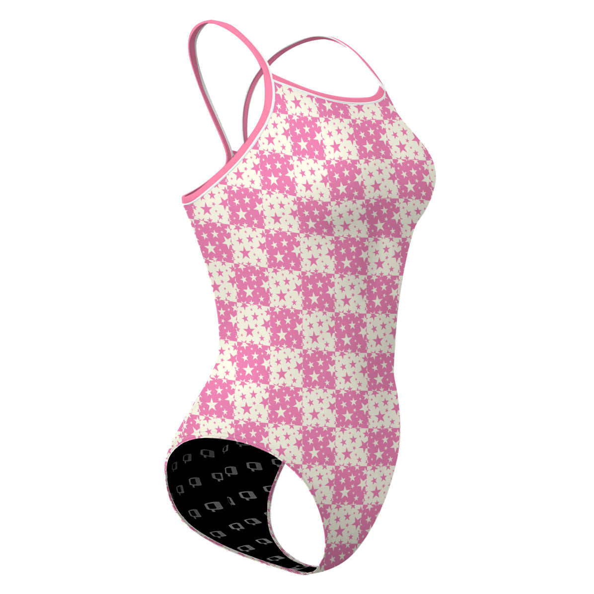 Pink Plaid Stars - Skinny Strap Swimsuit