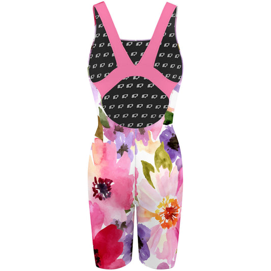 Watercolor Flowers - Classic Strap Long Knee Women Jammer