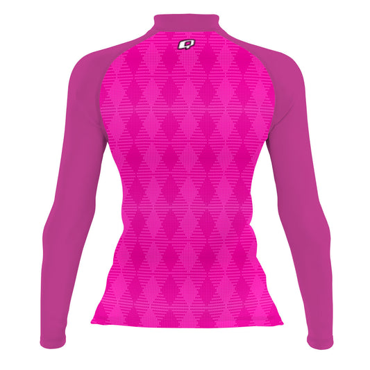 Hot Pink Plaid - Women's Surf UPF50+ Long Sleeve Rash Guard
