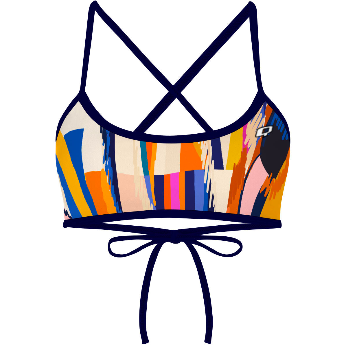 Sunset Orange Squares - Ciara Tieback Bikini Top