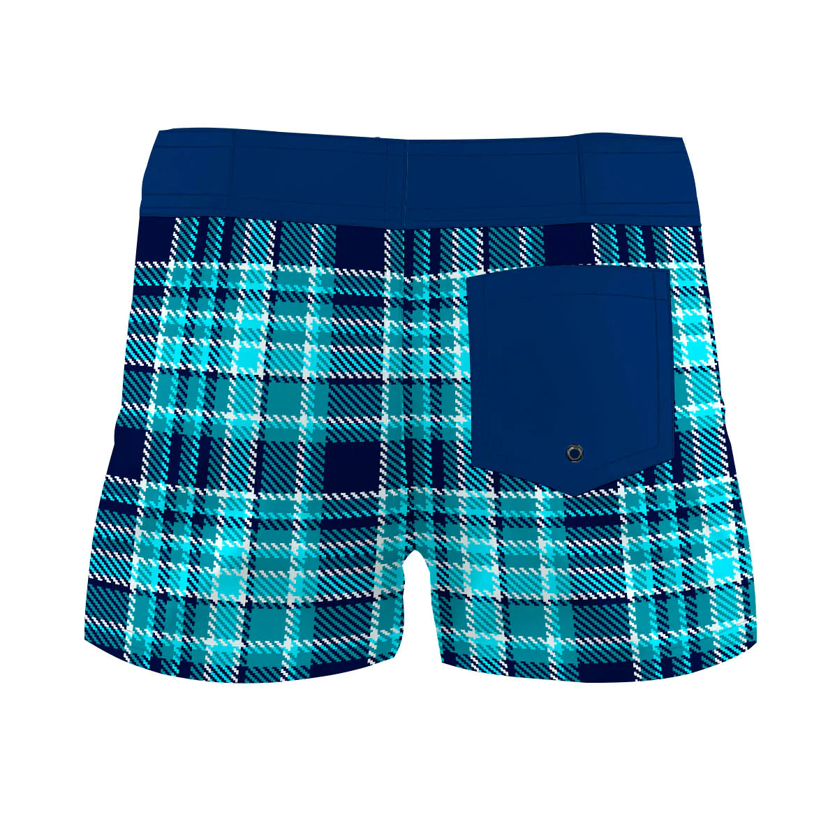 Blue Plaid Pattern Women Board Shorts