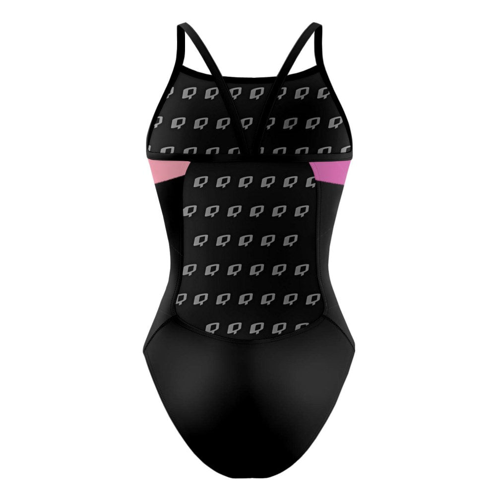 Tricolor Black, Hot Pink and Pink - Sunback Tank Swimsuit