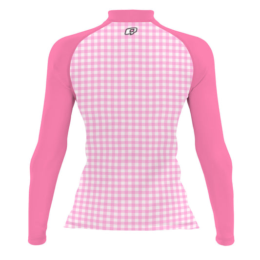 Pink Plaid - Women's Surf UPF50+ Long Sleeve Rash Guard