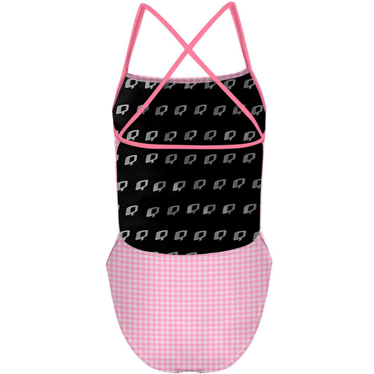 Pink Plaid - "X" Back Swimsuit