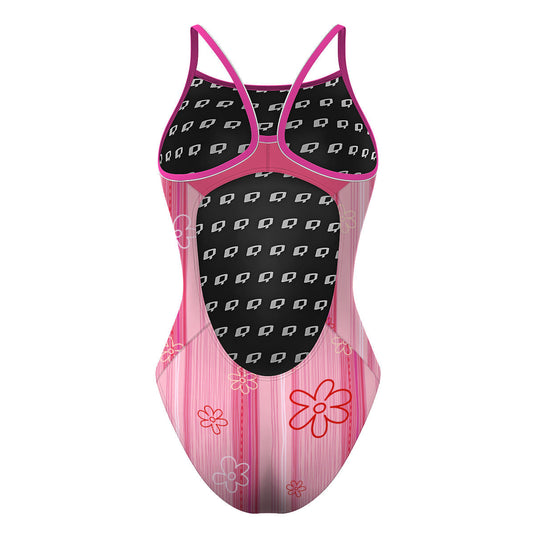 Pink Stripes - Skinny Strap Swimsuit