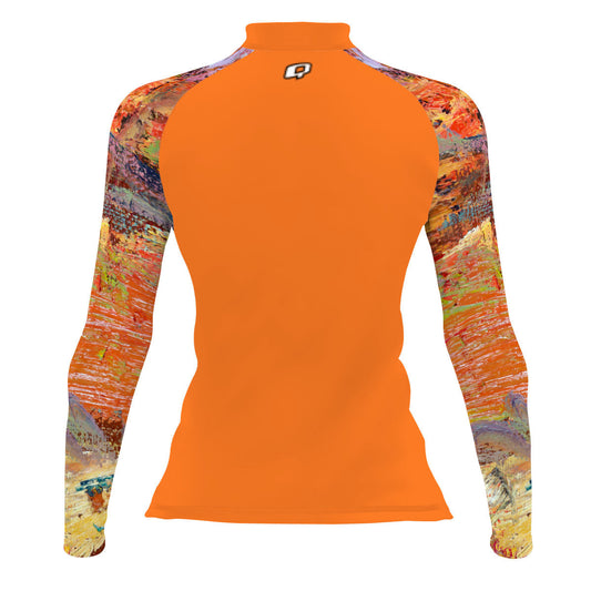 Orange Oil On Canvas - Women's Surf UPF50+ Long Sleeve Rash Guard