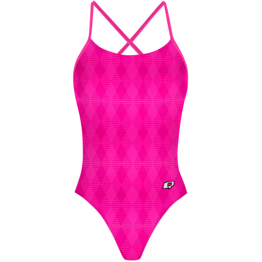 Hot Pink Plaid - "X" Back Swimsuit