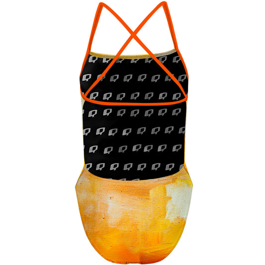 Yellow Brush Strokes - "X" Back Swimsuit