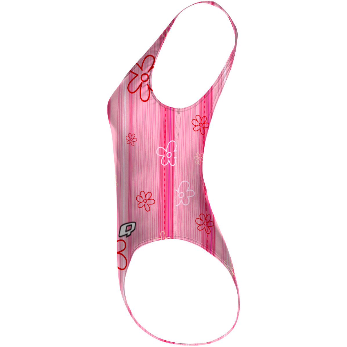 Pink Stripes - High Hip One Piece Swimsuit