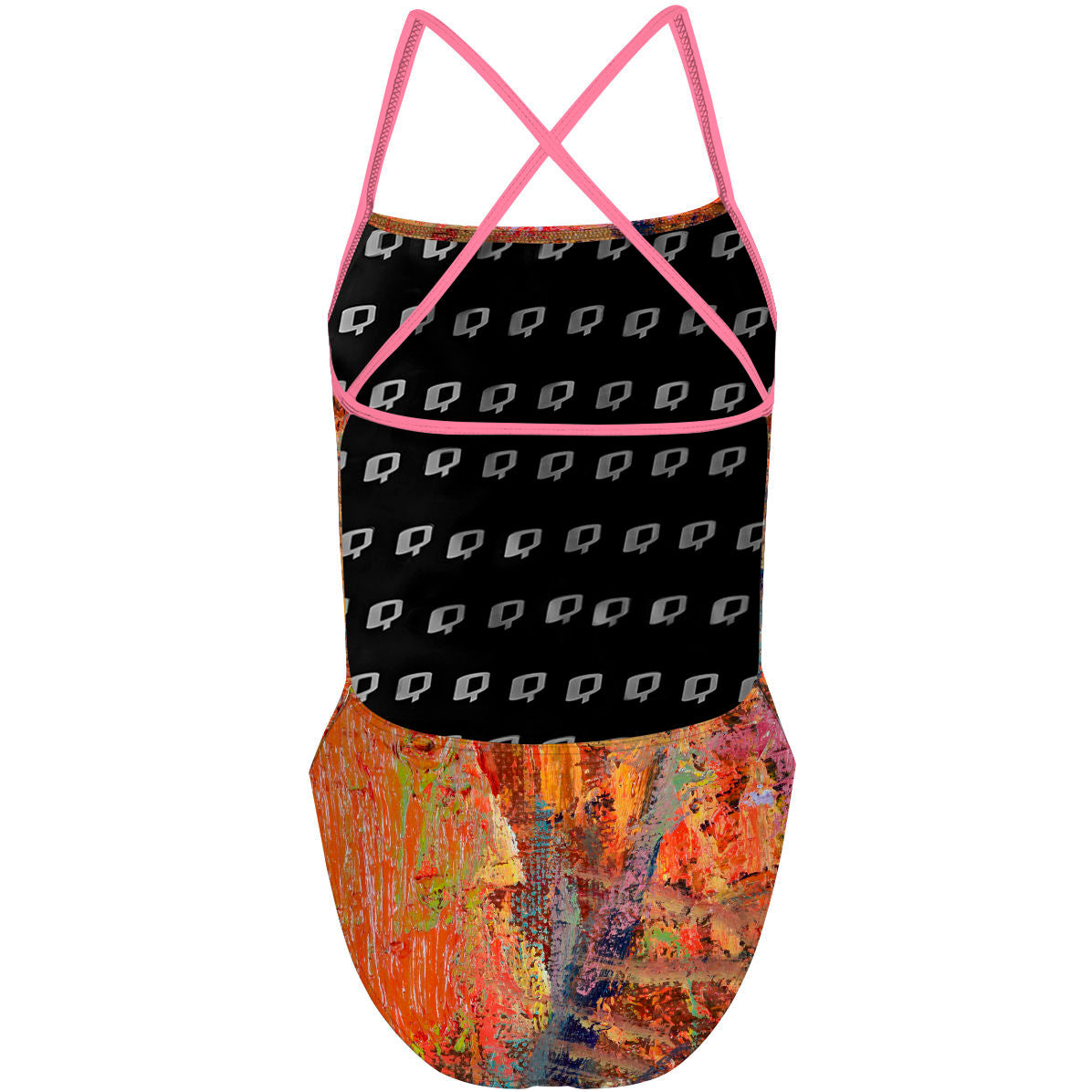Orange Oil On Canvas - "X" Back Swimsuit