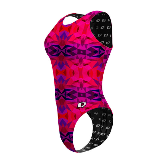 Kaleido Red - Women Waterpolo Swimsuit Cheeky Cut