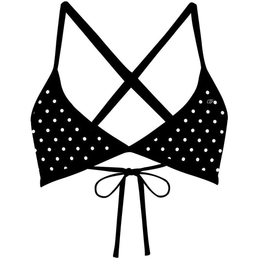 Black-White Polka Dots - Tieback Bikini Top