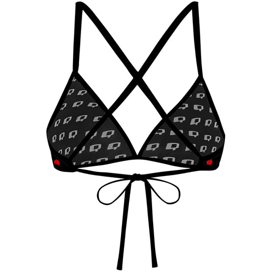 Red-Black Polka Dots - Tieback Bikini Top