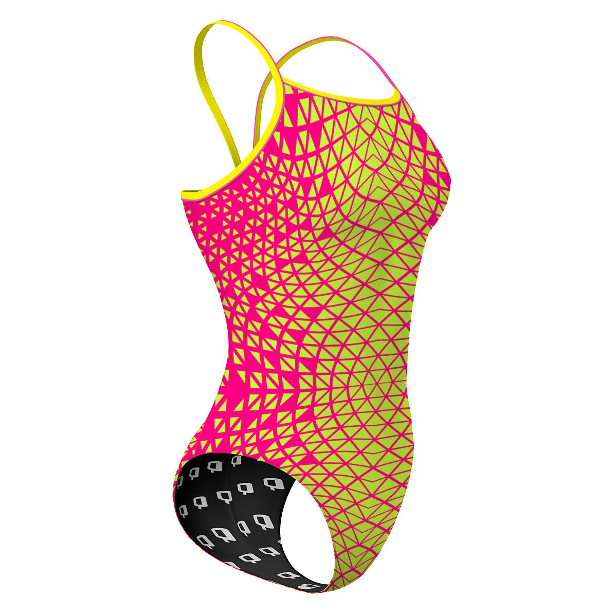 Pink/ Lime Green Geometry - Sunback Tank Swimsuit