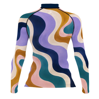 Retro Wave - Surf Rash Guard UPF50+ de Manga Larga para Mujer