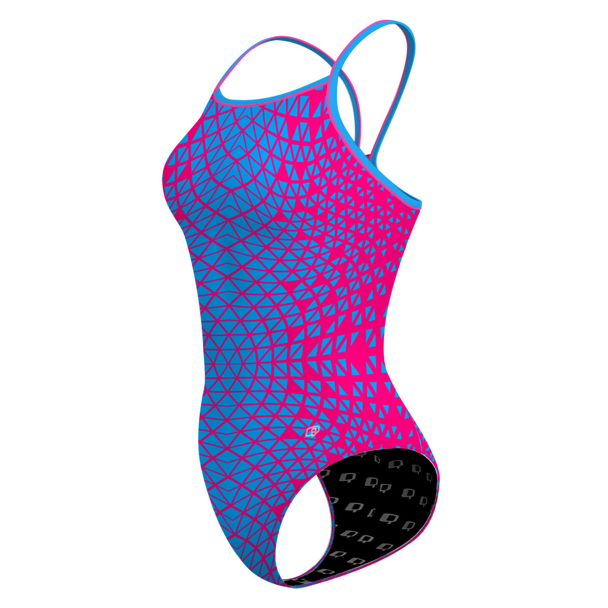 Pink/ Turqouise Geometry - Skinny Strap Swimsuit