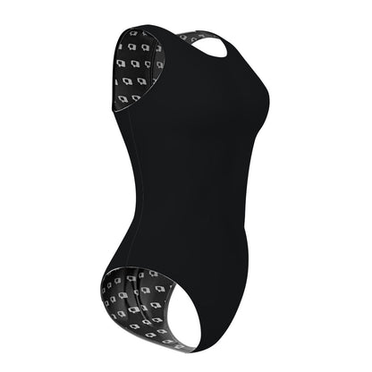 Solid Black - Solid Women's Waterpolo Swimsuit Classic Cut