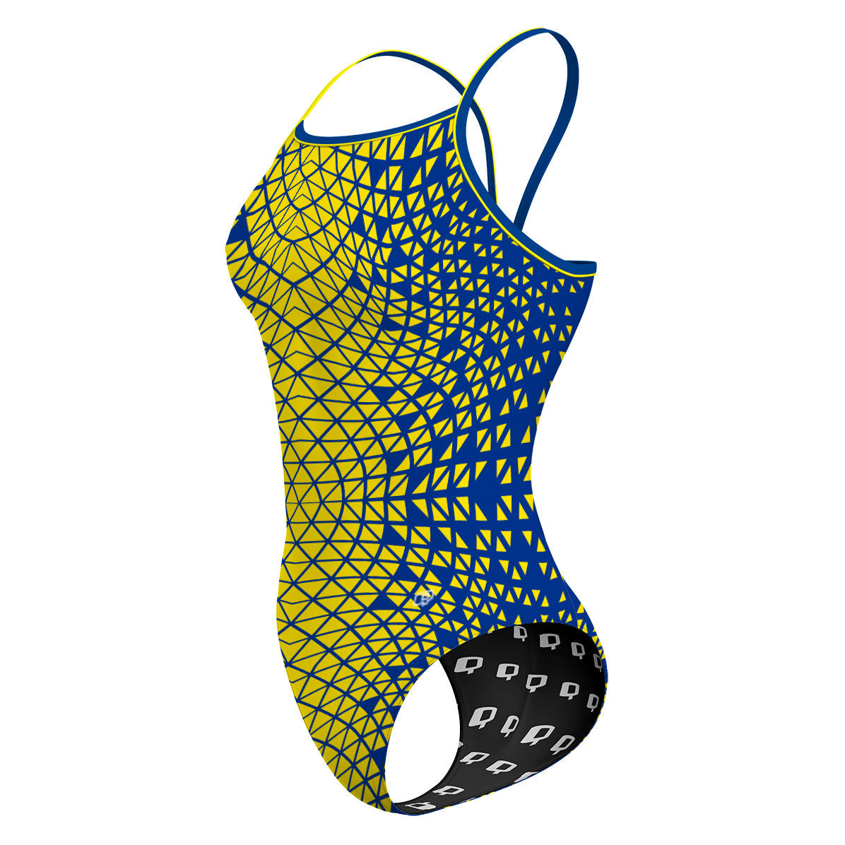 Blue/ Yellow Geometry - Sunback Tank Swimsuit