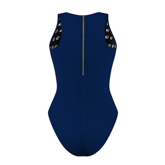 Solid Navy - Solid Women's Waterpolo Swimsuit Classic Cut