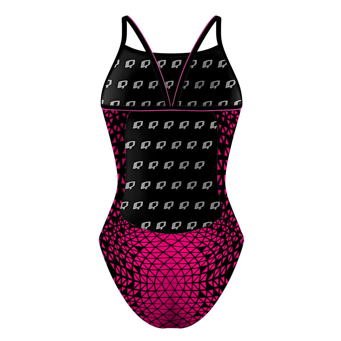 Black/ Pink Geometry - Sunback Tank Swimsuit