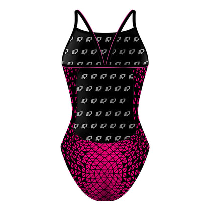Black/ Pink Geometry - Sunback Tank Swimsuit