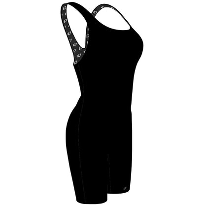 Solid Black - Solid Classic Strap Long Knee Women Jammer