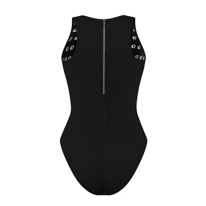 Solid Black - Solid Women's Waterpolo Swimsuit Classic Cut