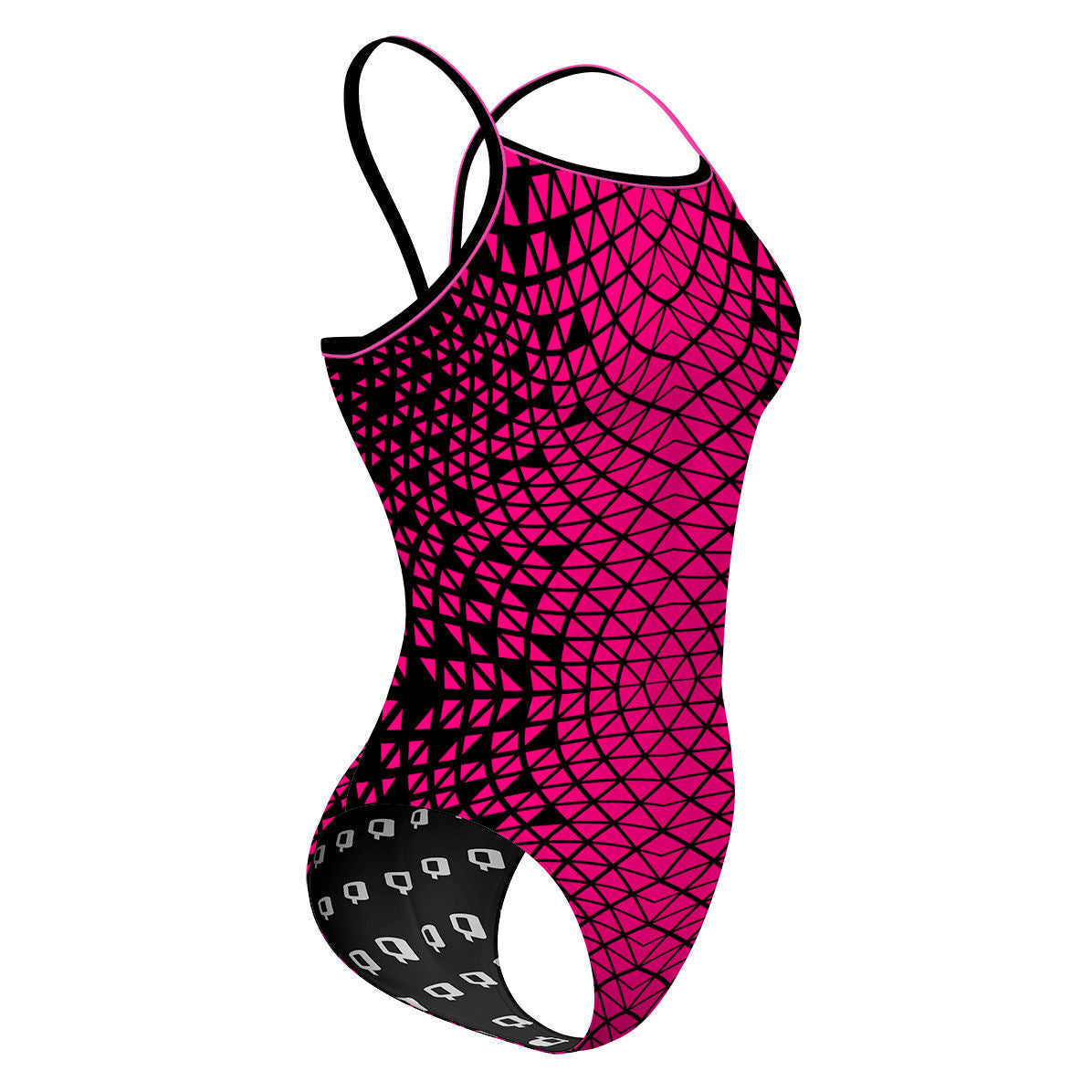 Black/ Pink Geometry - Sunback Tank Swimsuit
