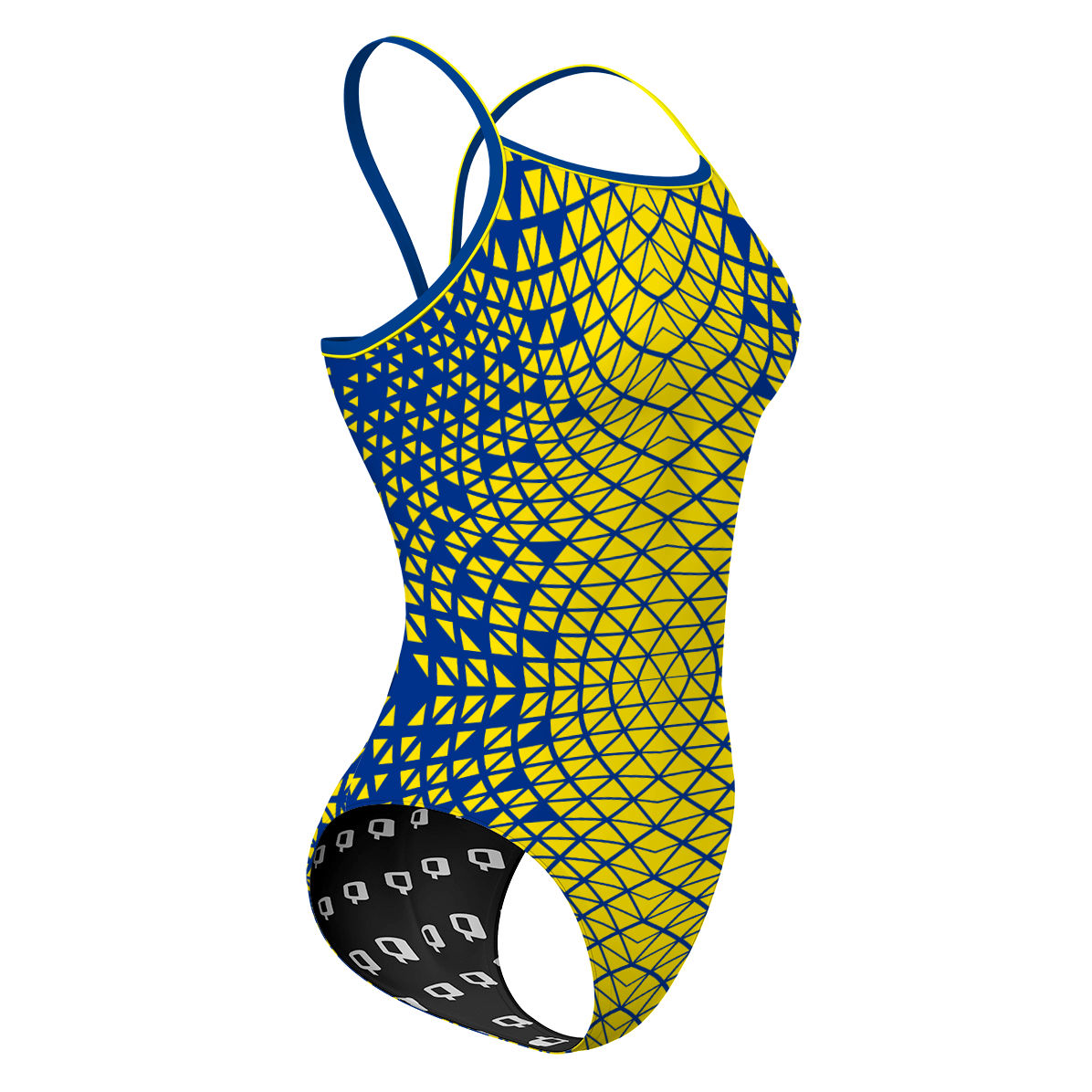 Blue/ Yellow Geometry - Sunback Tank Swimsuit