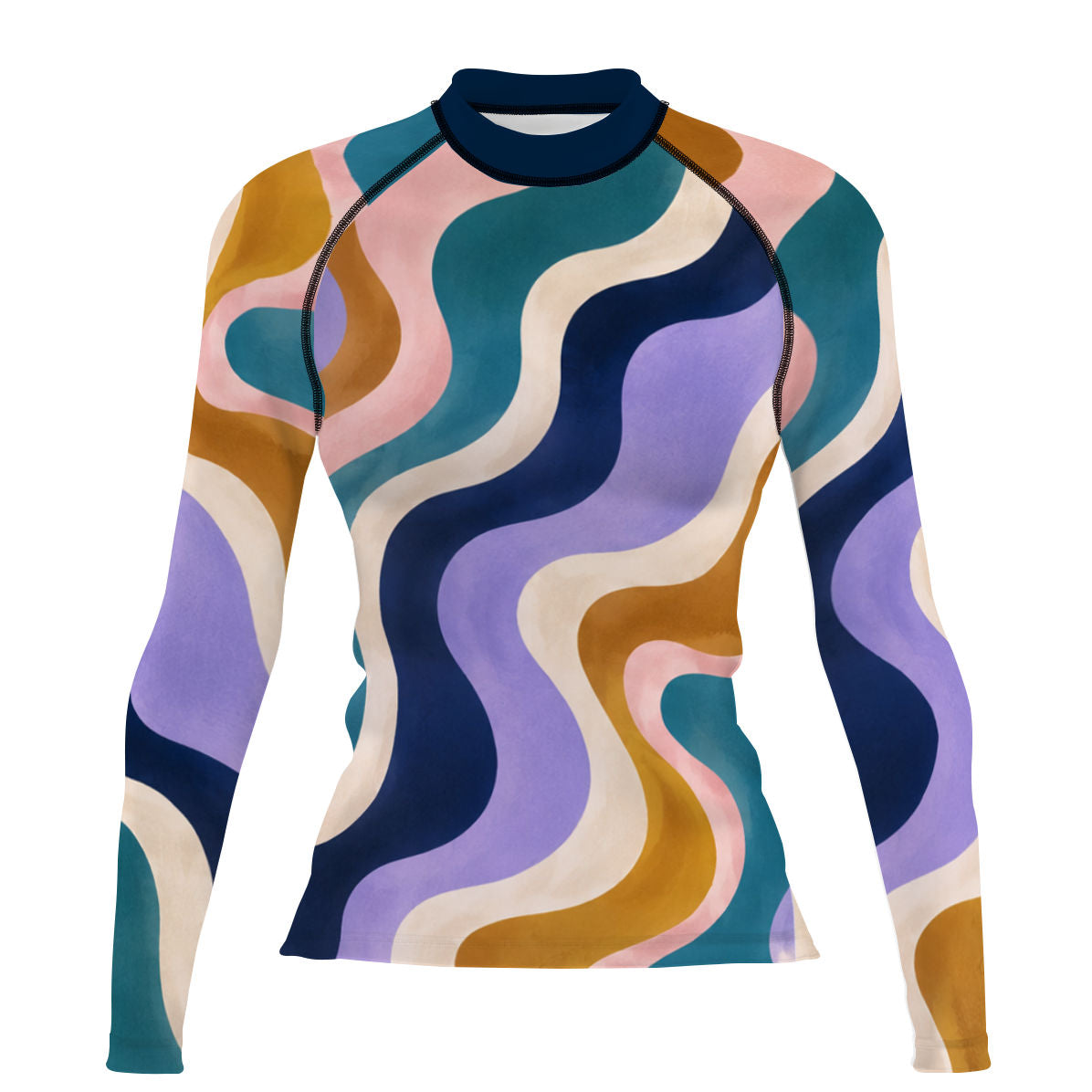 Retro Wave - Surf Rash Guard UPF50+ de Manga Larga para Mujer
