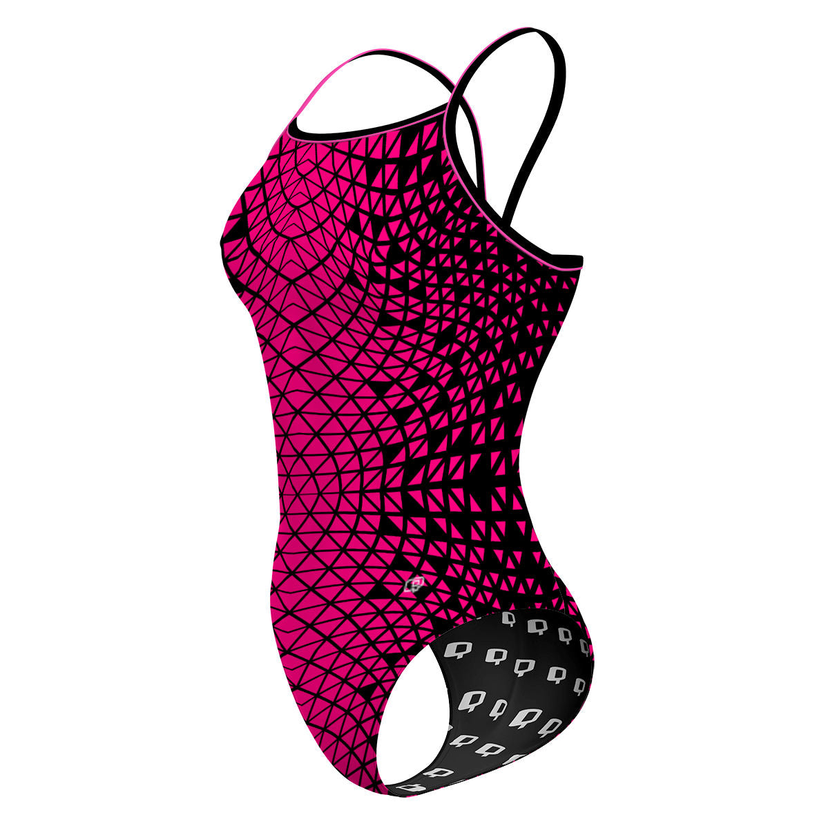 Black/ Pink Geometry - Sunback Tank Swimsuit