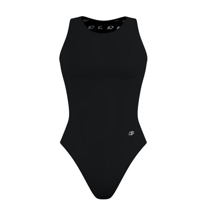 Solid Black - Solid Women's Waterpolo Swimsuit Classic Cut